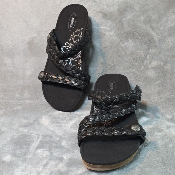 Aetrex Josie Black Braided Leather Size 8 Style 218464 - Picture 5 of 6